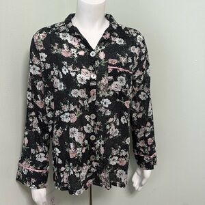 Papinelle Sheer Cotton Floral Pajamas Shirt small